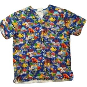 Uniform City scrub top small ocean scenes